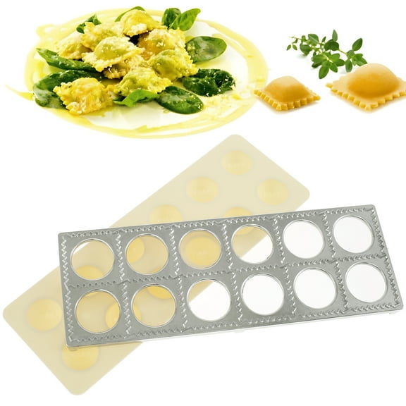 Ikoopy Ravioli Maker 12 Holes Ravioli Press Mold Manual Italian Dumpling Maker Mold Multipurpose Ravioli Maker Press Aluminum Alloy Ravioli Making Tool for Pierogi Wonton Potsticker 30.4x10.9x1.5cm
