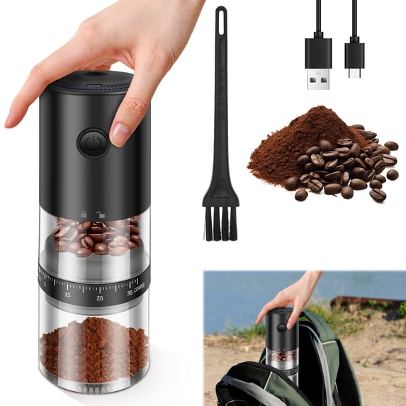 Ikoopy Rechargeable Coffee Grinder 1.8X Faster Grinding with 38 External Adjustable Setting Conical Ceramic Burr and 2000mAh Battery Portable for Travel Camping