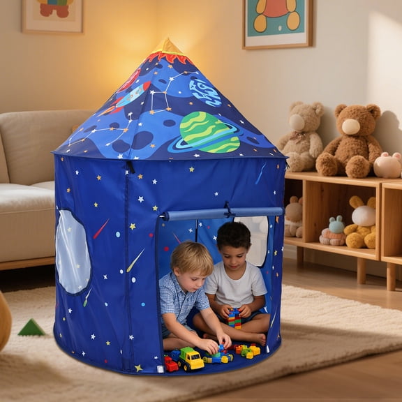 Ikoopy Rocket Space Ship Play Tent for Kid Rocket Ship Astronaut Spaceship Space Castle Playhouse Indoor Outdoor Game Party Birthday Present Bed Toy for Baby Children