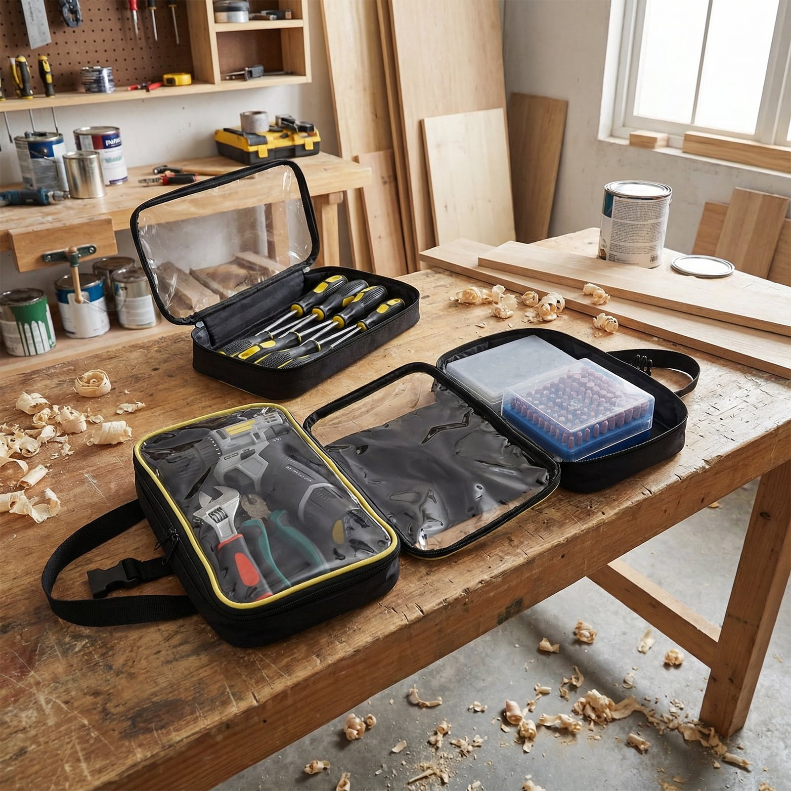 Pilers Window Ikoopy Roll Up Tool Bag with 3 Clear Window Case Detachable Heavy Duty ...