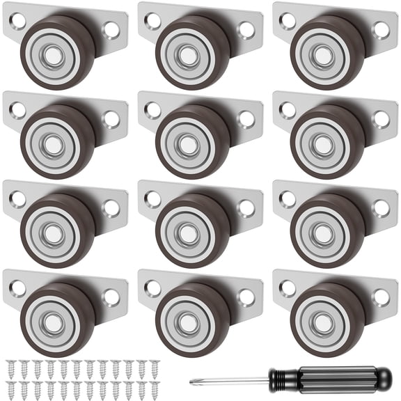 Ikoopy Rubber Side Mount Caster Wheel Reduce Noise Swivel Rolling Wheel with Steel Top Plate Protect Floor for Cabinet Door