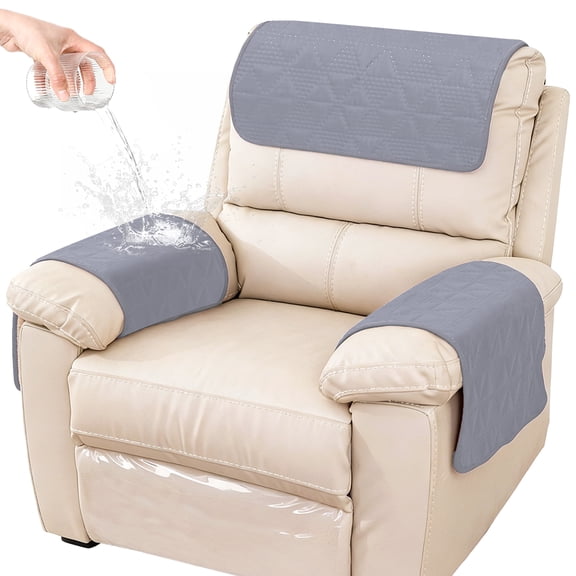 Ikoopy Set of 3 Recliner Headrest Protector and Armrest Cover Waterproof Couch Headrest Covering Chair Armrest Cover Non Slip Furniture Protector for Pet for Sofa Leather Couch Theater Seat