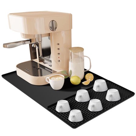 Wekvgz Silicone Coffee Bar Mat Heat Resistant Detachable Espresso Machine Mat With Raised Edge for Home Kitchen Countertop