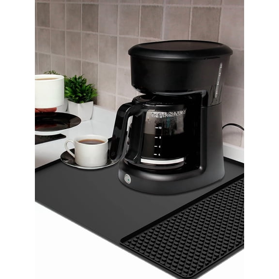 Wekvgz Silicone Coffee Bar Mat Heat Resistant Detachable Espresso Machine Mat With Raised Edge for Home Kitchen Countertop