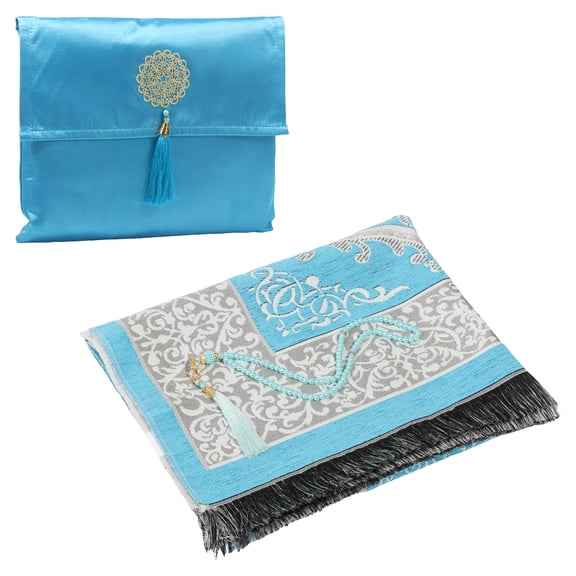 Ikoopy Soft Pocket Prayer Mat With Bead and Bag Foldable Tassel Decor Portable Prayer Carpet for Go out Travel Use
