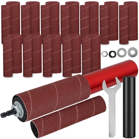 Ikoopy Spindle Sander Adapter for Drill Portable Drum Sander Handheld Sanding Drum Kit Universal Spindle Sander Sanding Drum Set with Sander Sleeves for Woodworking Metal Polishing