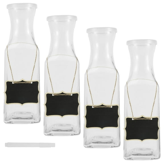 Ikoopy Square Glass Carafe with Lid Thick Versatile Beverage Serveware Carafe Solid Clear Glass Pitcher Beverage Dispenser for Home Usage