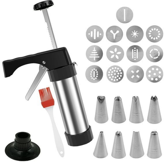 Ikoopy Stainless Steel Biscuit Maker Set Reusable Rust Proof Biscuit Maker Machine Multipurpose Spritz Cookie Press Set With Ergonomic Handle for Biscuit Cake Cookie