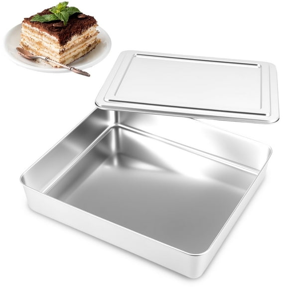 Wekvgz Stainless Steel Cake Pan with Lid 13.23 × 11.22 × 2.48 inches Stainless Steel Bread Loaf Pan with Lid Cake Mould Rectangle Loaf Pan Multipurpose Baking Bakeware for Baking Bread Party Dessert