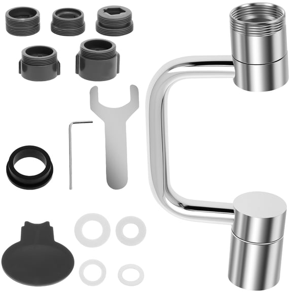 Ikoopy Stainless Steel Faucet Extender Adjustable 1080° Rotating Kitchen Sink Faucet Robotic Arm Universal for Home Kitchen