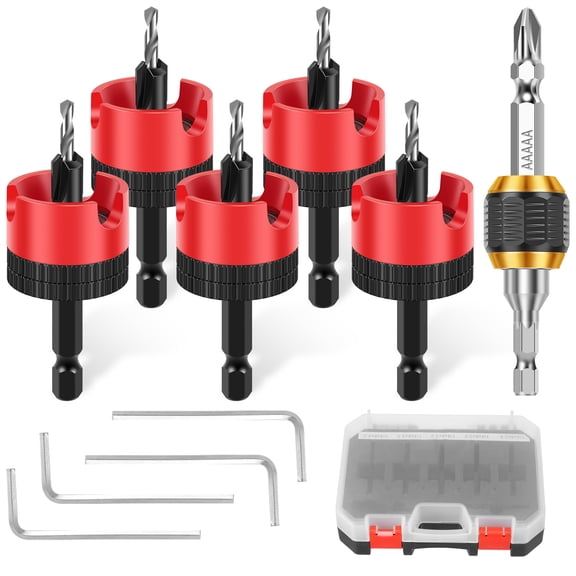 Ikoopy Steel Countersink Drill Bit Set Easy to Install Counterbore Hole Drill Bit With Adjustable Depth Stop for Woodworking