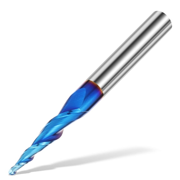 Ikoopy Tapered Ball Nose End Mills YK20 Carbide 1/4 Inch Shank 2 Flute CNC Router Bit Professional Woodworking Engraving Tool for Carving