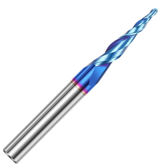 Ikoopy Tapered Ball Nose End Mills YK20 Carbide 1/4 Inch Shank 2 Flute CNC Router Bit Professional Woodworking Engraving Tool for Carving