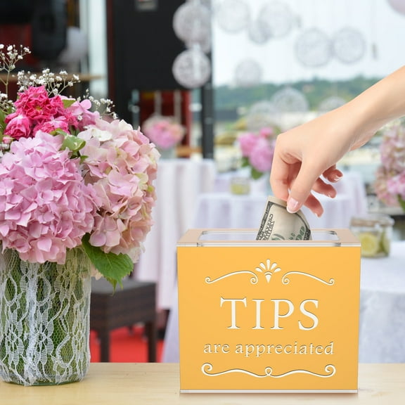 Ikoopy Tip Jar for Money Acrylic Tip Box with Large Opening Universal Donation Jar Multifunctional Raffle Box for Bars Restaurants Offices Weddings