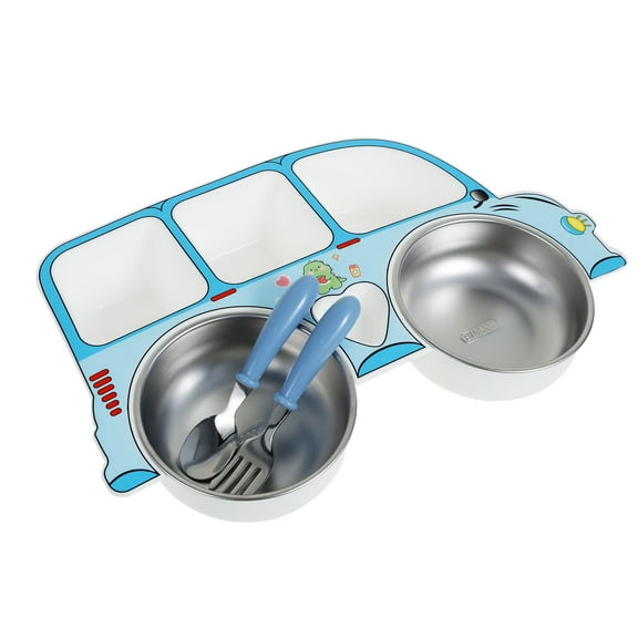 Ikoopy Toddler Dinnerware Set Creative Baby Plate with Spoon and Fork Versatile Toddler Plate Set for Home Picnic Outdoor Activity