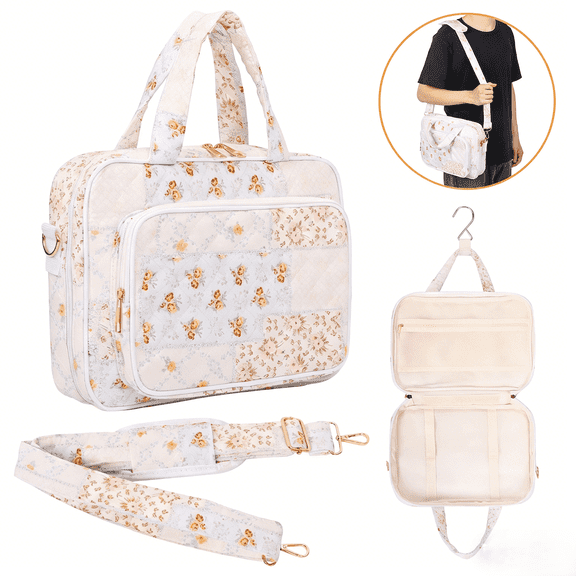 NUAHRHY Travel Hanging Toiletry Bag Waterproof Women Makeup Organizer Bag Large Capacity Portable Cosmetic Toiletry Storage Organizer for Full Sized Shampoo Conditioner Lotion Comb