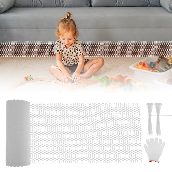 Ikoopy Under Couch Blocker Cuttable Couch Toy Blocker with Ties and Gloves Reusable Plastic Under Sofa Blocker for Home Bedroom Living Room