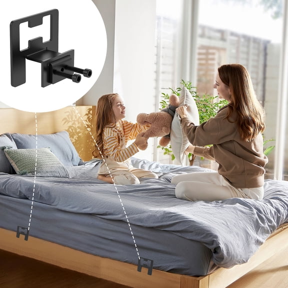 Ikoopy Unique 6 Pcs Black Metal Anti Slip Mattress Gasket Keep Mattress Securely in Place With Hex Wrench for Home Bedroom Dorm Use Strong Load Bearing