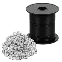 Ikoopy Vinyl Coated Wire Rope 328 FT Stainless Steel Wire Cable with 150 Crimping Loop Sleeves for String Light Indoor Outdoor