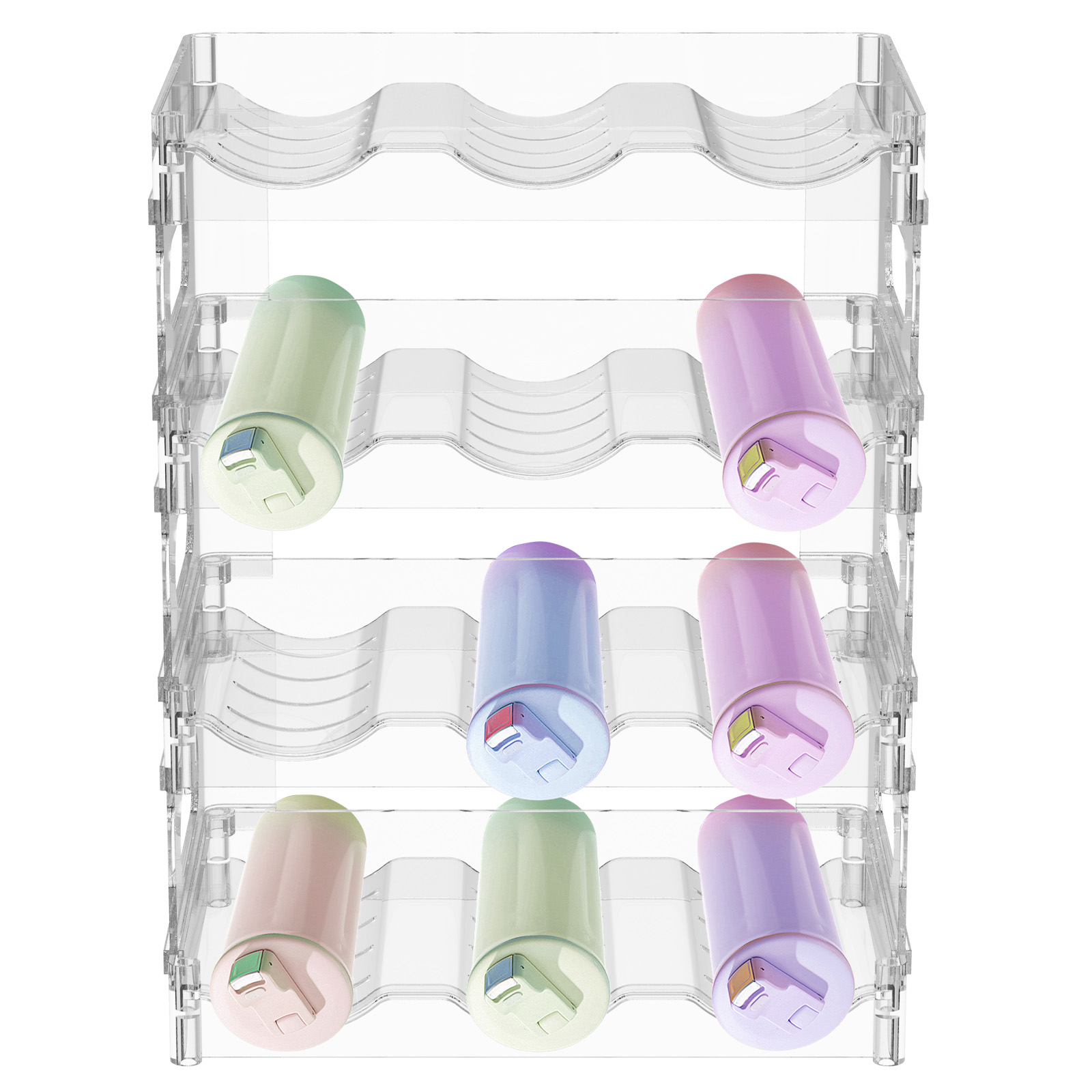 Ikoopy Water Bottle Organiser 3/4 Tiers Stackable Wine Rack Transparent ...
