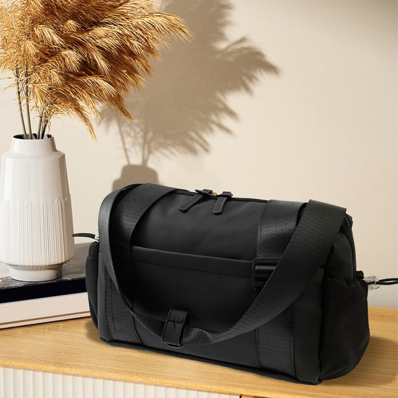 Ikoopy Waterproof Faux Leather Women Gym Bag Large Capacity Adjustable Strap Lady Workout Tote With Wet Dry Compartment for Outdoor Activity