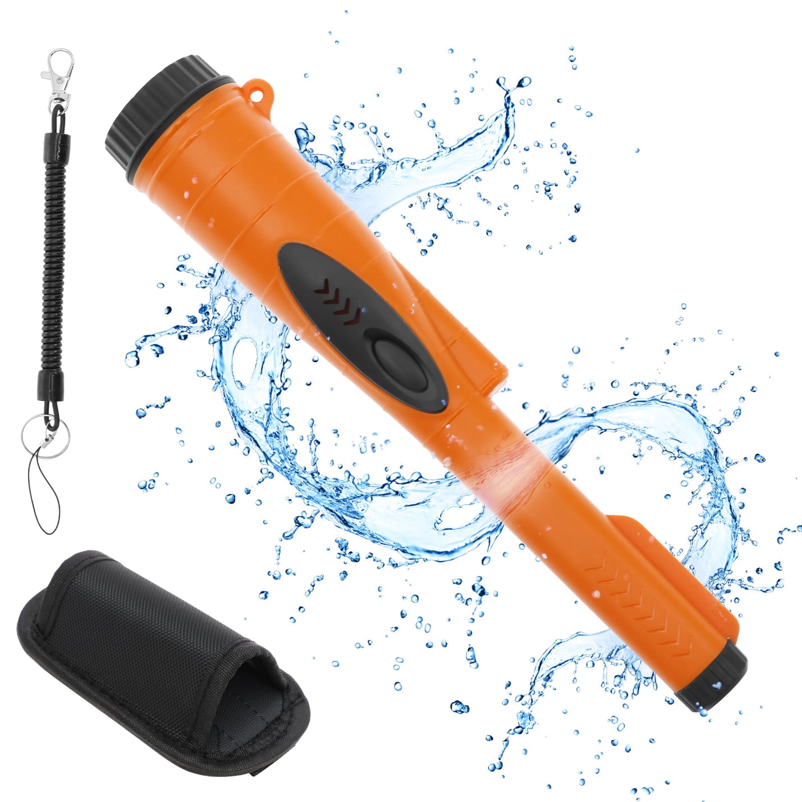 Ikoopy Waterproof Metal Detector with Hanging Storage Bag 360° Detection Handheld Pin Pointer Wand for Outdoor Beach Treasure