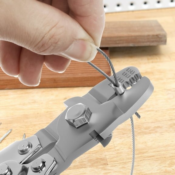 Ikoopy Wire Rope Crimping Tool Kit Efficient Wire Rope Crimper with 160 Aluminum Crimping Loop Sleeve and 12 Stainless Steel Thimble for Railing Decking