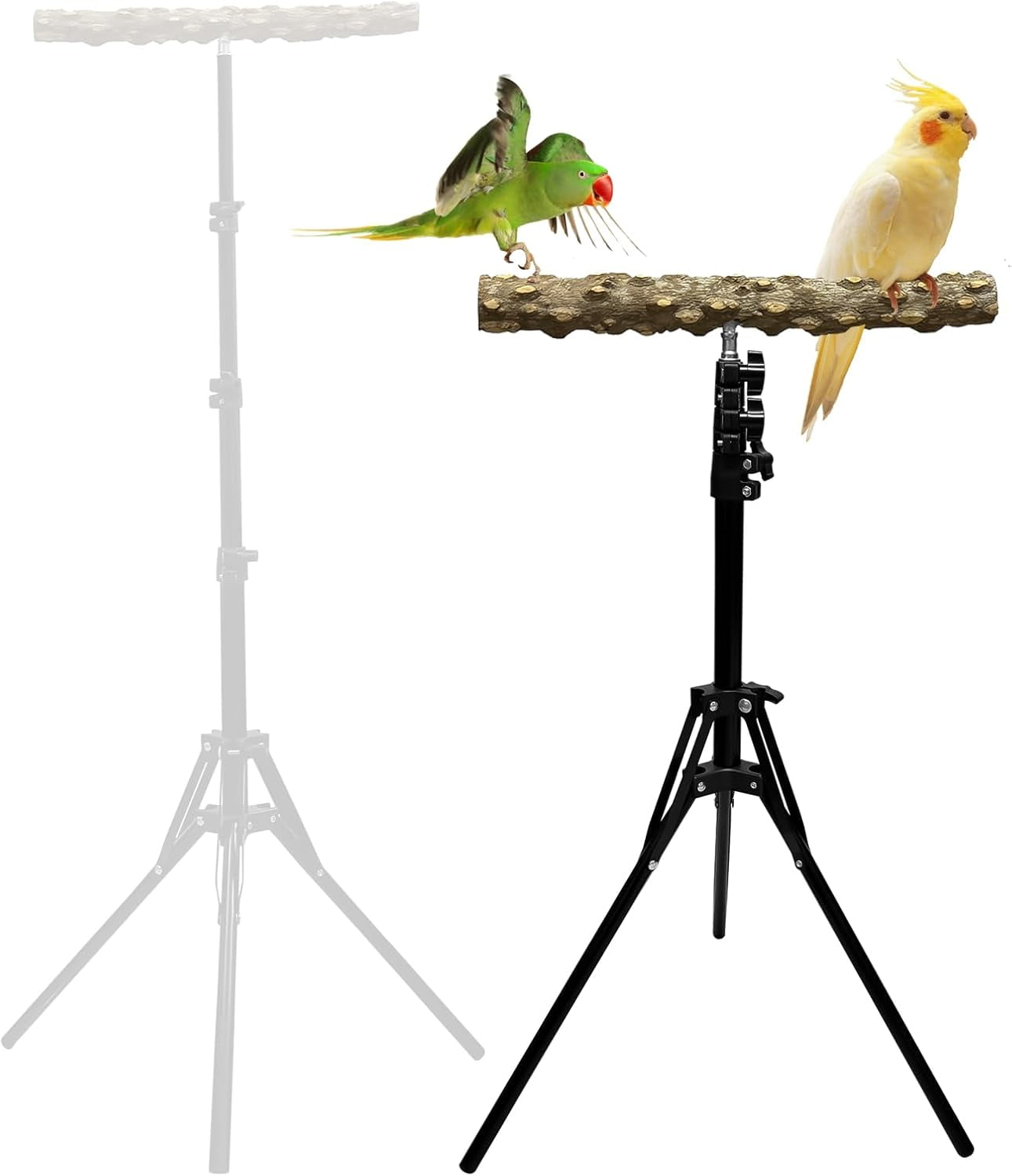 Adjustable 16-63 Inch Pepper Wood Bird Perch Stand