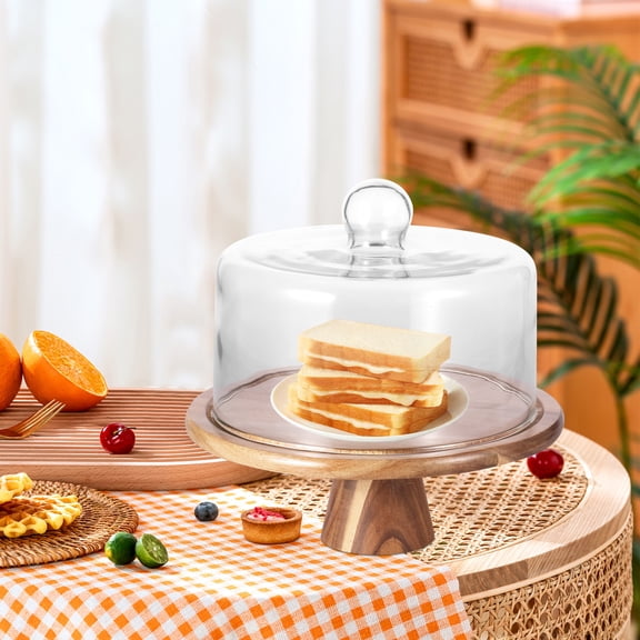 Ikoopy Wood Cake Stand Large Capacity Versatile Wood Dessert Table Display Easy to Clean Cake Plate Display Server Tray for Party