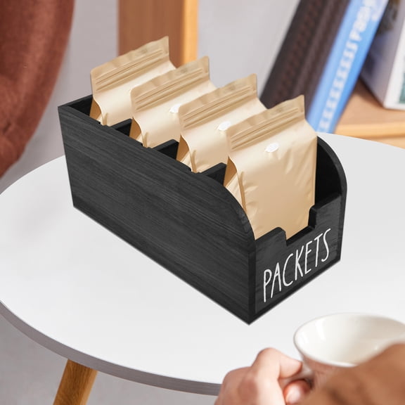 Ikoopy Wood Tea Bag Organizers Divided Versatile Tea Sugar Packet Storage Boxes Sturdy Elegant Wood Teabag Box Holder for Home Use 11.02*5.31*5.12in