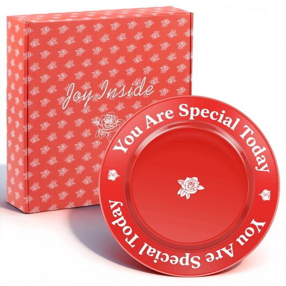 Ikoopy You Are Special Today Red Plate 10.43 Inch Decorative Red Ceramic Celebration Plate for Birthday Wedding Anniversary Baby Showers