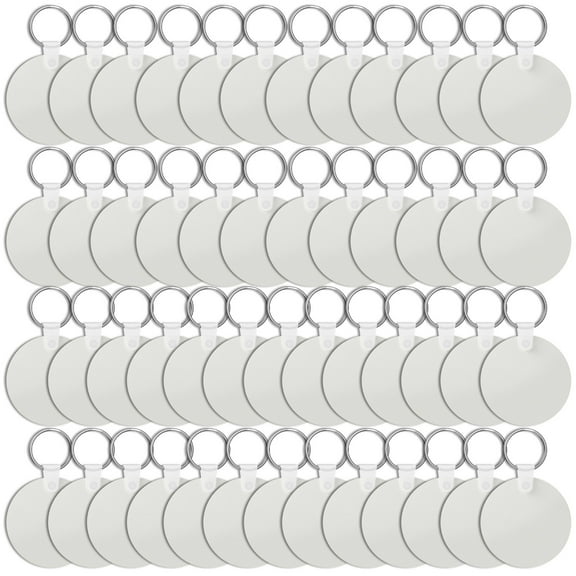 Ikoopy 150Pcs Sublimation Keychain Blanks Bulk Rectangle Round Sublimation Blanks Keychain Rings Clips Double Sided Heat Transfer Keychain Blanks Personalized MDF DIY Keychain