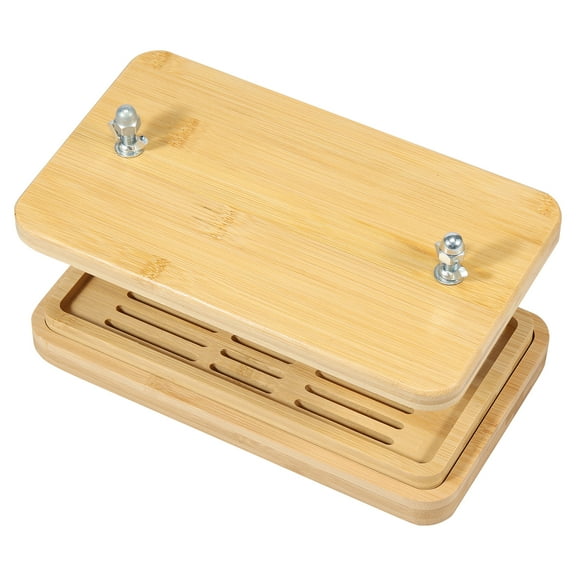 Ikoopy Bamboo Tofu Press with Drip Tray and Middle Strainer Safe Tofu Strainer Press Practical Tofu Drainer Reusable Tofu Press Maker Efficient Tofu Maker Press Mold Kit for Home Kitchen