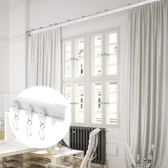 Ikoopy Ceiling Curtain Track 13Ft Flexible Curved Curtain Track Ceiling Mount Bendable Sliding Curtain Rails System Divider Curtain Track System for Curtain Shower Room Divider Curtains