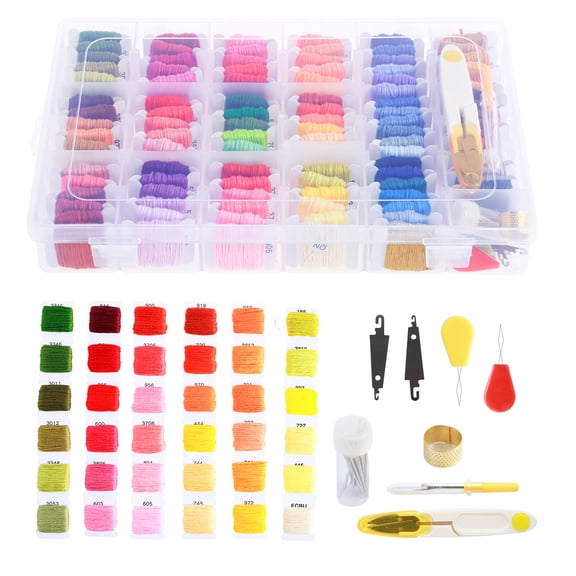Ikoopy Embroidery Floss Kit Embroidery Cross Stitch Kit with 108 Colors Friendship Bracelets Floss and Cross Stitch Tools DIY Friendship Bracelet String Kit Embroidery Friendship Bracelet Making