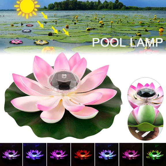 Ikoopy Floating Lotus Light Solar Powered Lotus Lamp with 7 Colors RGB LED Light Eco-friendly and Waterproof Lotus Light Vivid Water Floating Lotus Night Lamp for Garden Pool Party