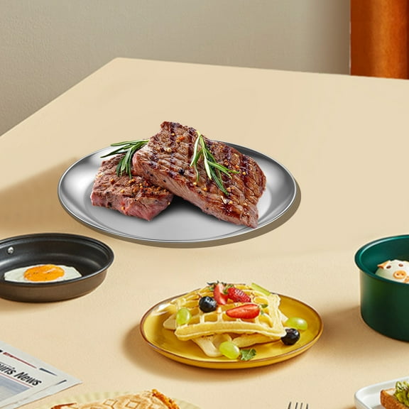 Ikopy Pizza Pan 4Pcs Stainless Steel Pizza Pan Set Round Pizza Tray Rust Proof Pizza Baking Pan Dishwasher Safe Pizza Baking Sheet for Pizza Pie Oven Restaurant Grilling