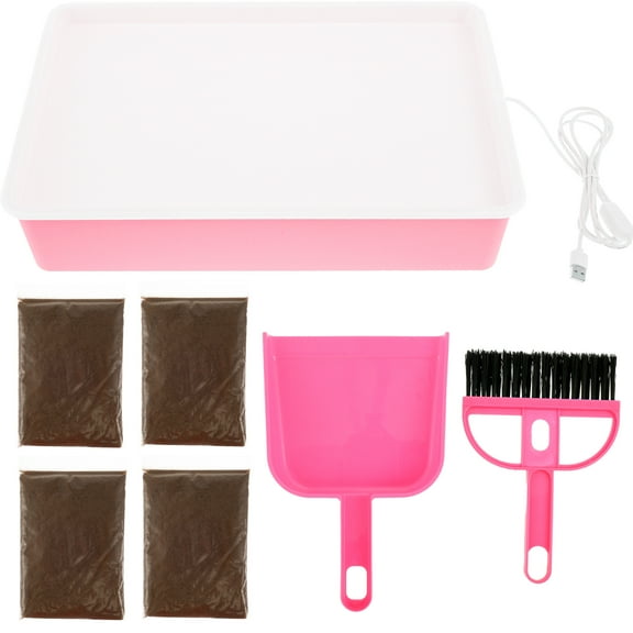 Ikopy Sand Painting Light Box for Kids DIY Sand Painting Light Table Soft Light Sand Art Light Box Fun Sand Light Table Sand Light Art Table with Sands Mini Broom and Dustpan for Boys Girls 40×28×9cm