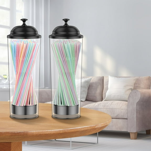 Ikoopy Versatile Straw Organizer Container Convenient Straw Dispenser Straw Holder with Lid for Party Plastic Straw Organizer Container for Bar