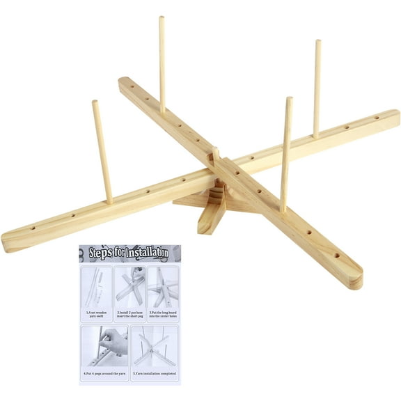 Ikopy Yarn Winder Pine Wood Yarn Winder Holder Ergonomic Rotatable Wool Yarn Winder Convenient Yarn Ball Winder for Winding Lines Strings Knitting Crocheting