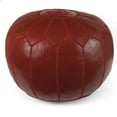 thumbnail image 1 of Ikram Design Stuffed Garnet Moroccan Leather Pouf Ottoman, 20" Diameter and 13" Height, 1 of 1