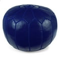 thumbnail image 1 of Ikram Design Stuffed Navy Blue Moroccan Leather Pouf Ottoman, 20" Diameter and 13" Height, 1 of 1