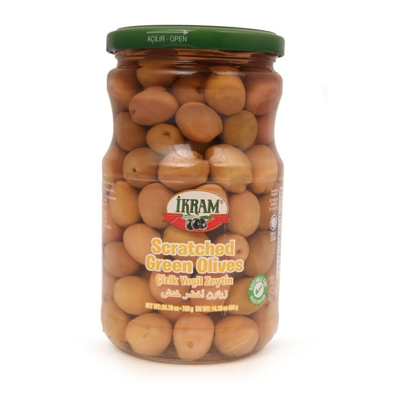 Ikram Edremit Scratched Green Olives - 14.10 oz
