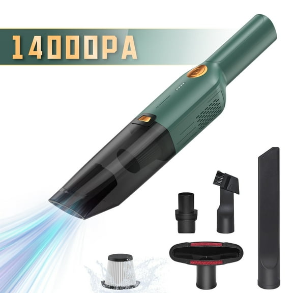 Ikristin Handheld Vacuum Cordless, 90W Car Vacuum Cleaner High Power 14Kpa Rechargeable Wireless Portable, Green
