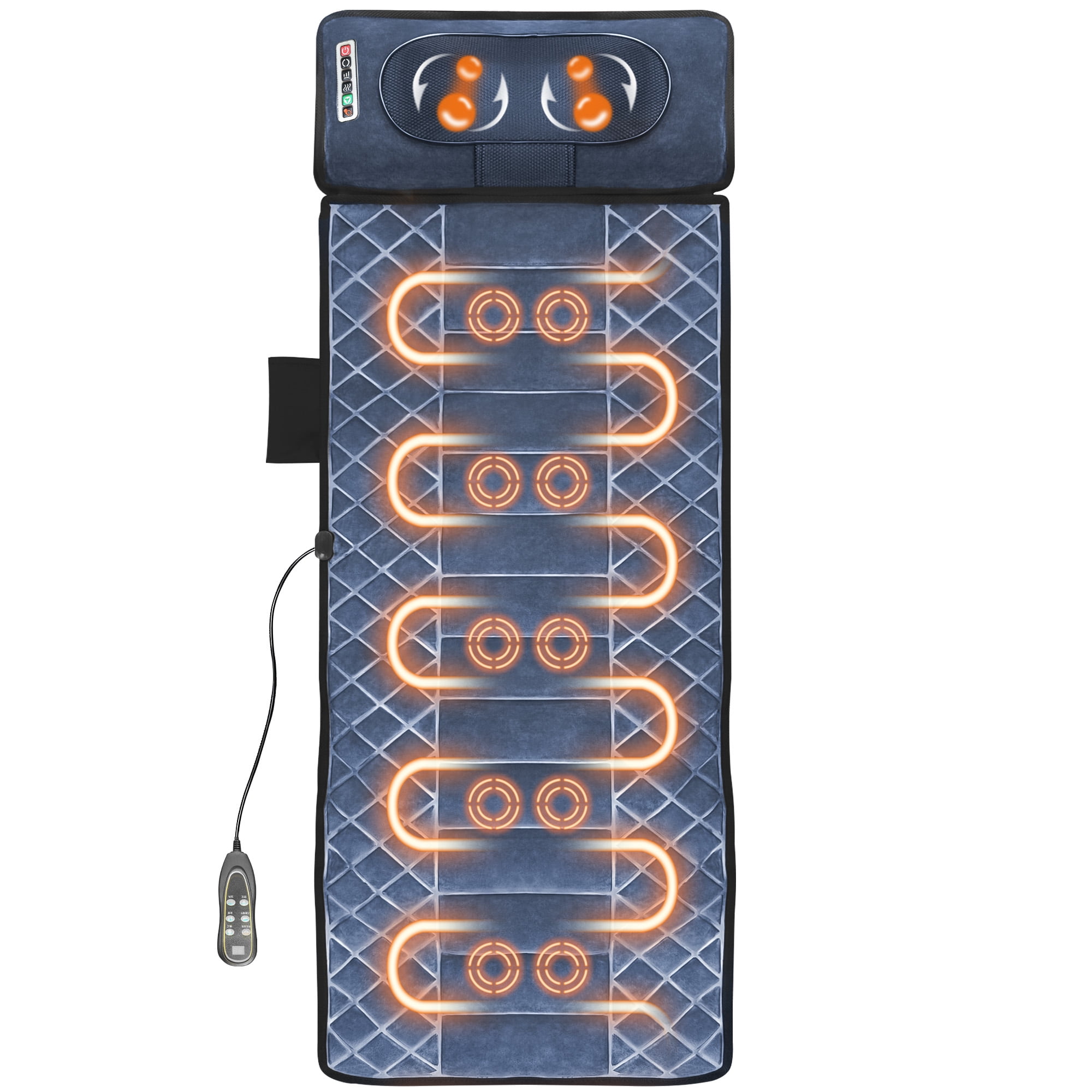 Ikristin Massage Mat Full Body Vibrating Neck Shoulder Shiatsu Kneading Massage Pad with Heat