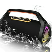 Ikristin Portable Wireless Bluetooth Speaker with 40W Loud Stereo Sound, IPX7 Waterproof Outdoor Party Speaker with RGB Light for Beach Pool/Home/Party/Travel