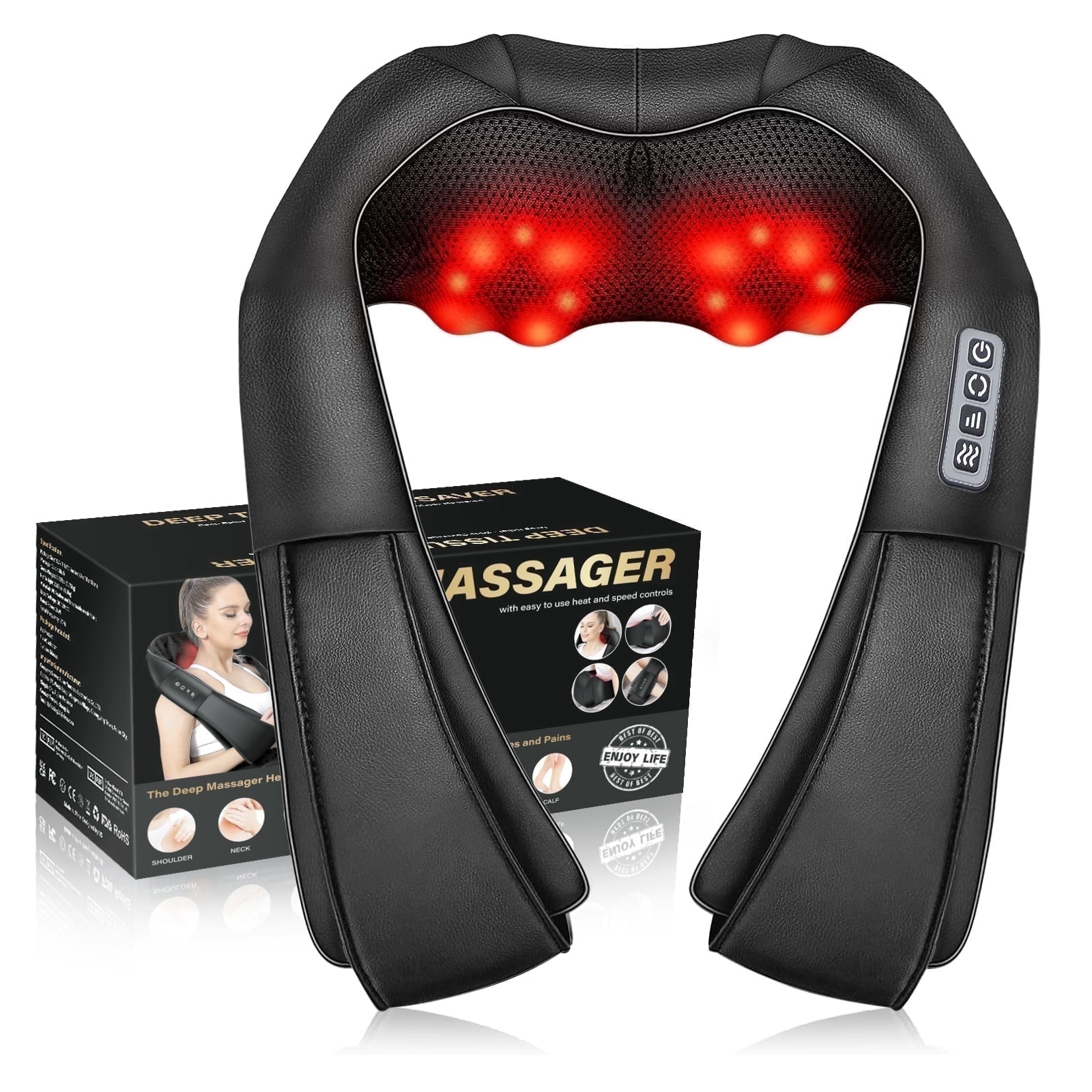 Ikristin Shiatsu Neck Massager with Heat, Kneading Massage for Neck, Back & Shoulder Muscle Relief, Gift for Women Men Mom Dad, Father's Day Mother's Day Christmas