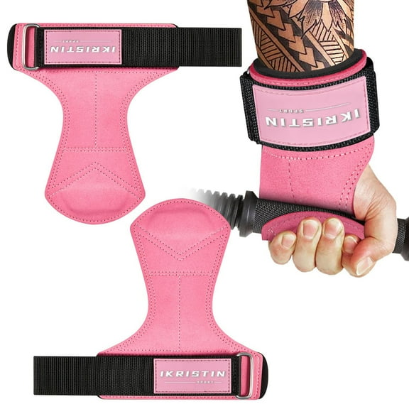 Ikristin Weight Lifting Wrist Strap, Double Layer Leather Weightlifting Wrist Strap for Deadlift and Powerlifting, Strength Training, Rows, Pull Ups for Men/Women(Pair)