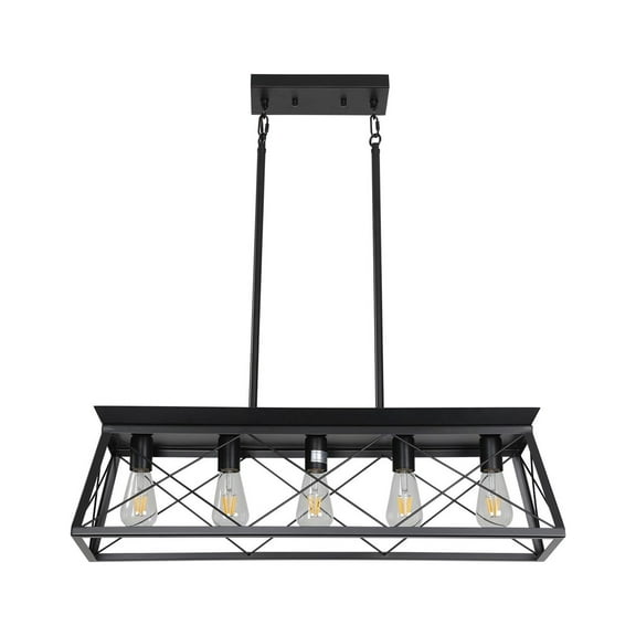 Ikuby 5-Light Farmhouse Chandeliers for Dining Room, Metal Rustic Pendant Island Lighting Fixture for Kitchen, Living Room(No Bulbs)