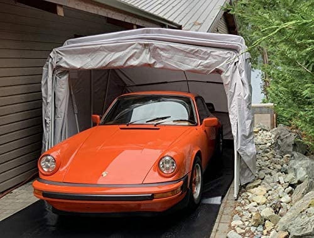 Ikuby Medium Carport, 102.3 x 228 x 81.5 in, Gray